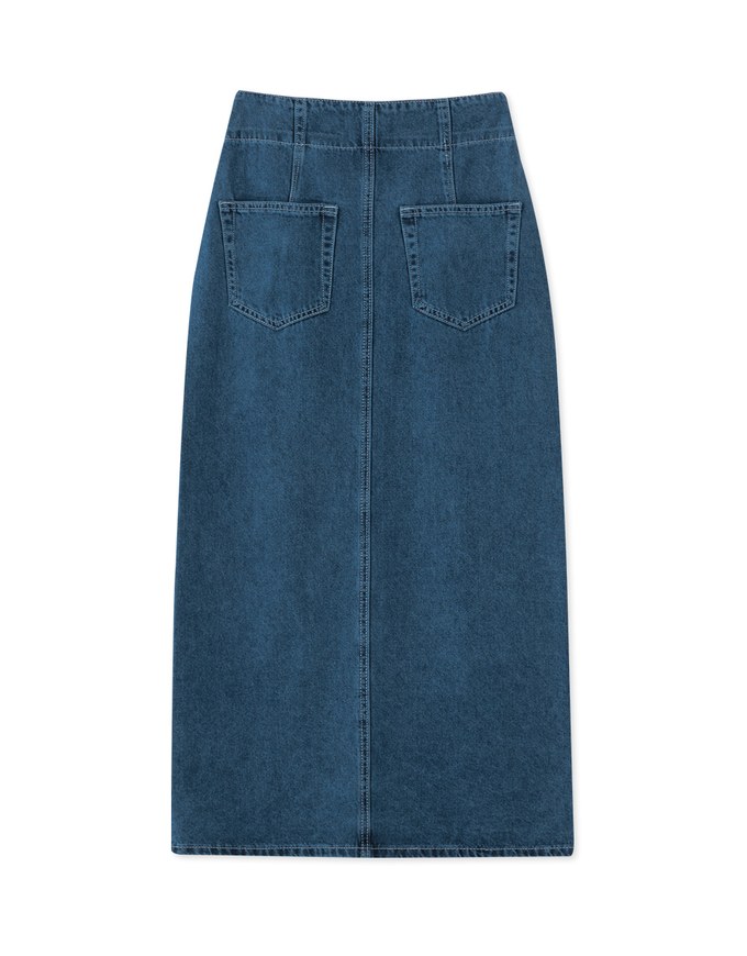 【Den!m LITE】Perfect Waistline Midi SKIRT Lightweigth Fabric Extra High Waisted Flared Jeans Denim Skirt DNA