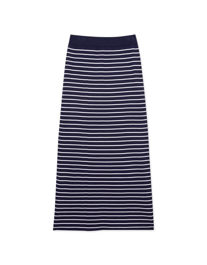 Basic Striped Bodycon Long Skirt