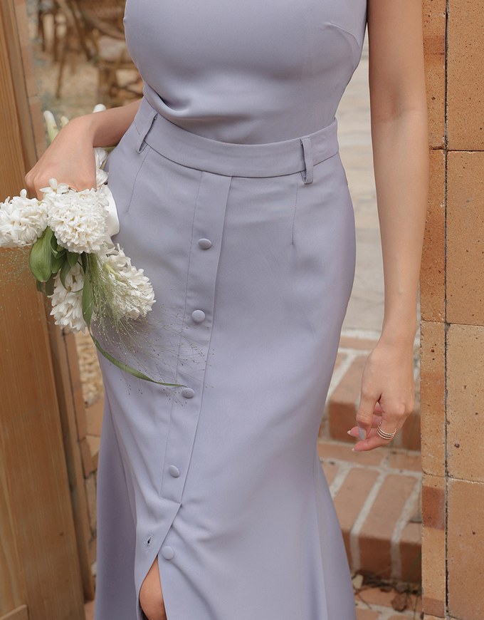 French Style Front Slit Long Skirt