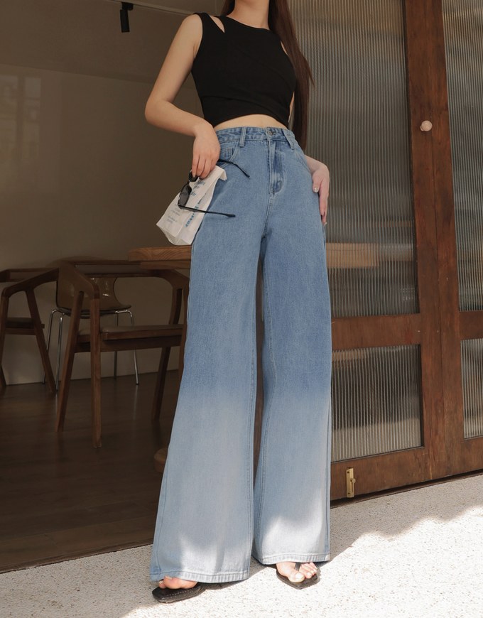 Casual Jeans Denim High Waisted WIde Pants Culottes