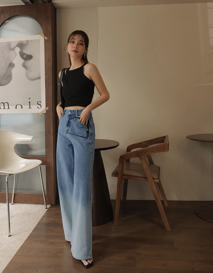 Casual Jeans Denim High Waisted WIde Pants Culottes