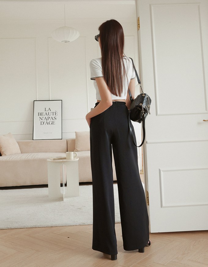 Draped Drawstring Pleated High Waisted Wide Pants Culottes