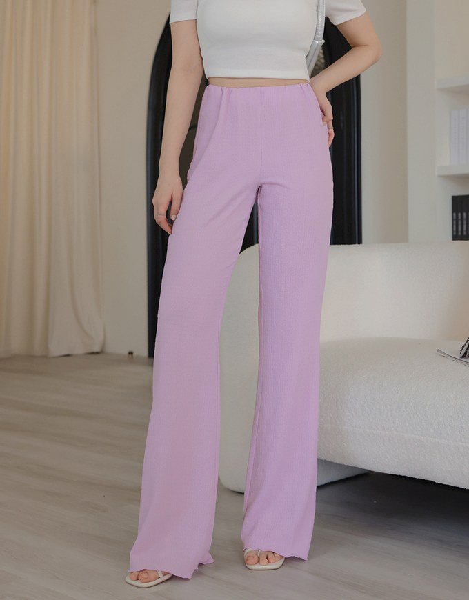 Lightweight Bubble Gauze Ruffled High Waist Wide Pants Culottes