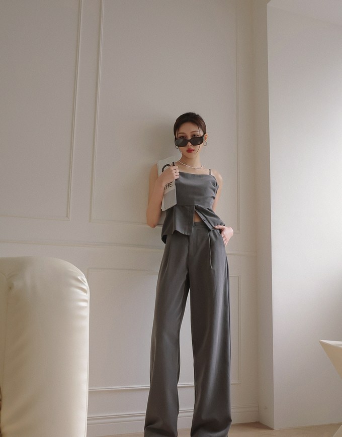 Chic Suit Pleated High Waist Wide Pants Culottes