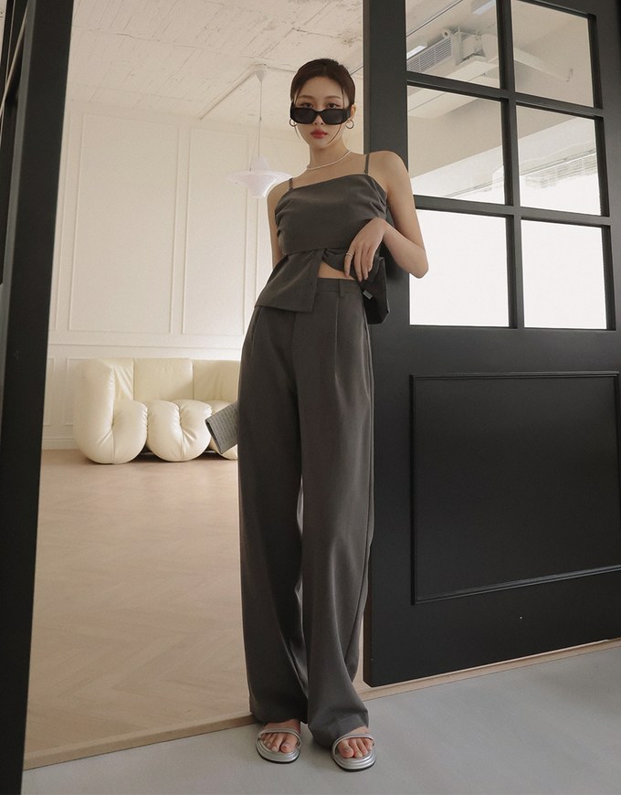 Chic Suit Pleated High Waist Wide Pants Culottes