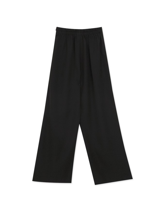 Classic Pleated Straight Leg High Waist Wide Trousers