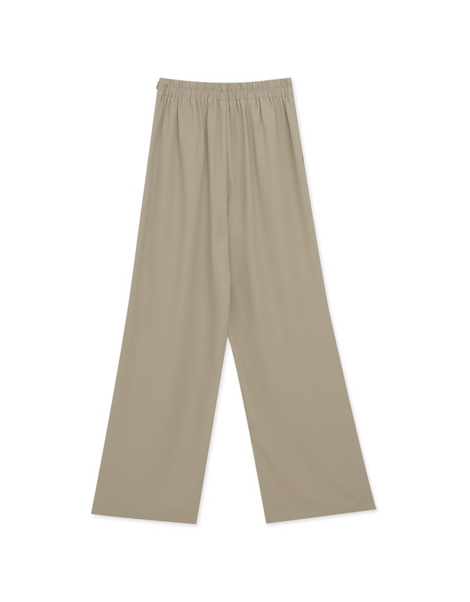 Classic Pleated Straight Leg High Waist Wide Trousers