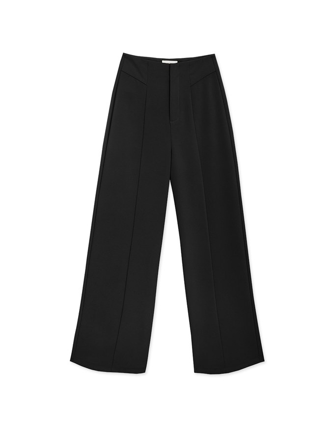 Extended Length High Waist Straight Leg Trousers