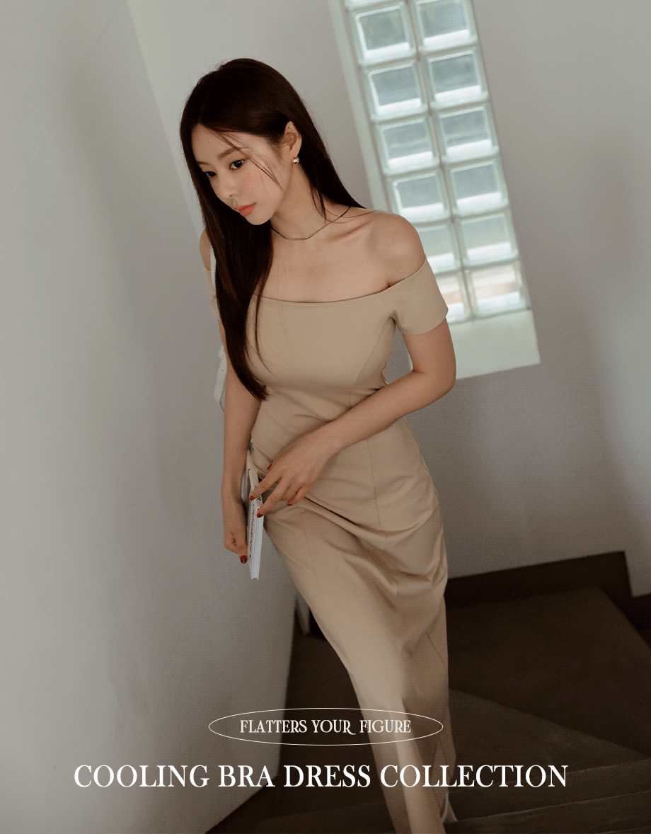 AIRY HOURGLASS Cooling Bra Padded Off Shoulder Midi Dress