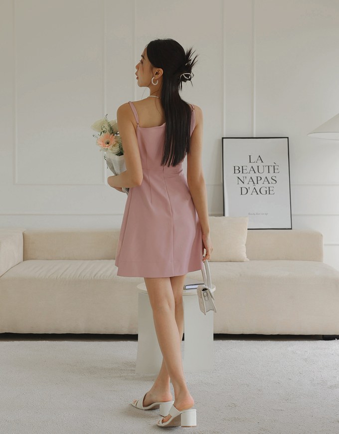 Asymmetric Textured Blazer Strap Mini Dress