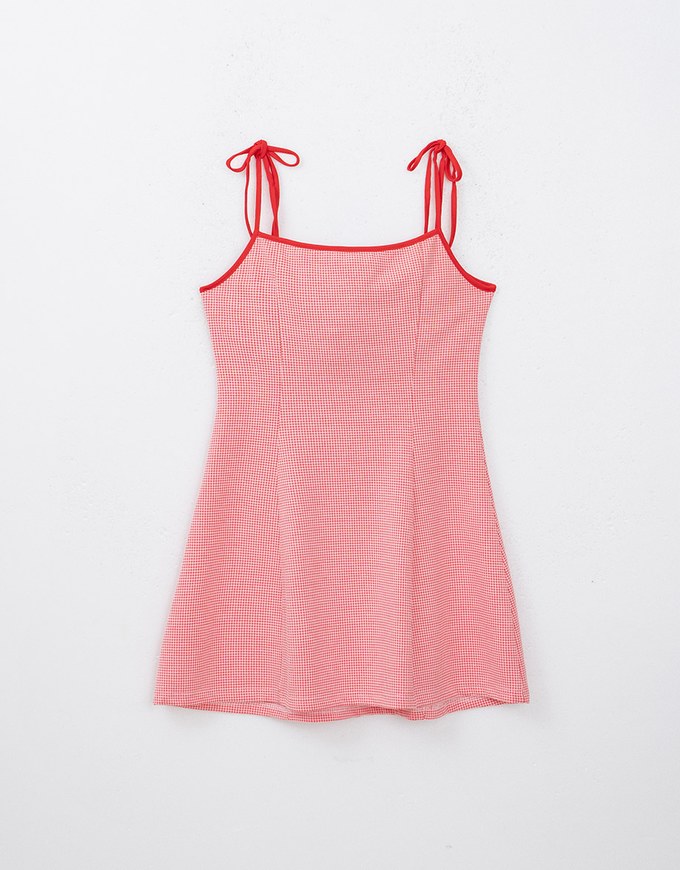 Retro Plaid Strappy Padded Cami Mini Dress