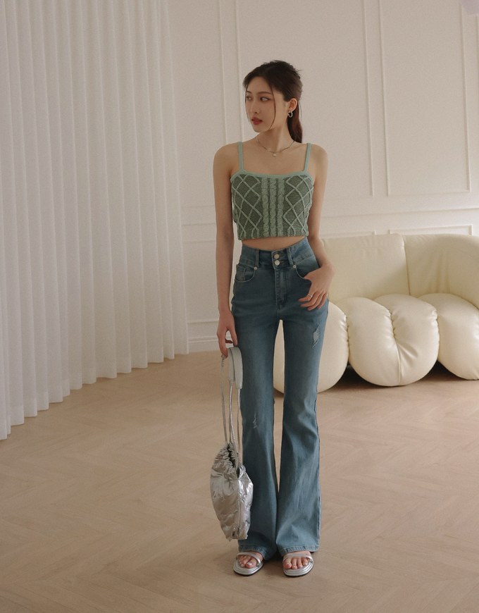 Cable Knit Thin Strap Tank Top