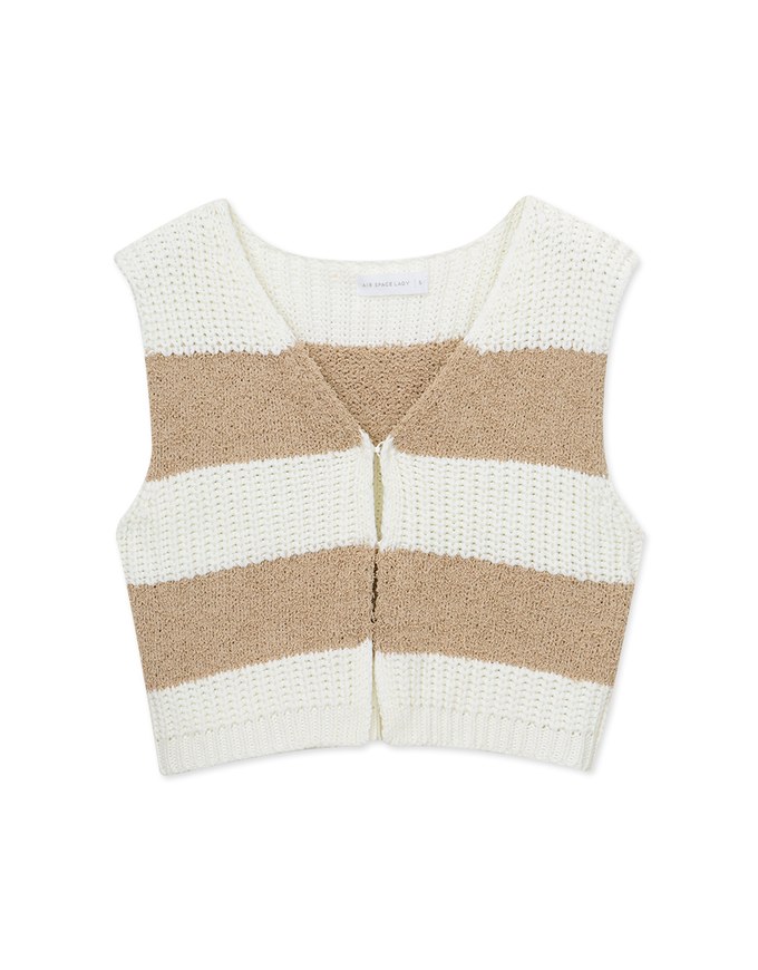 Button Patchwork Knit Vest