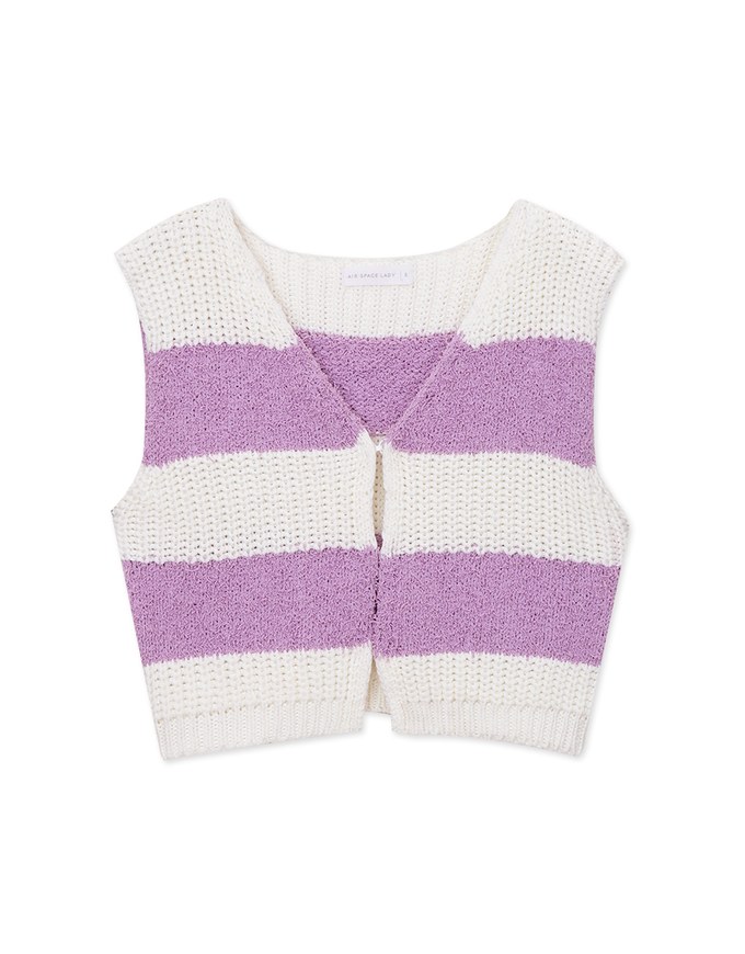 Button Patchwork Knit Vest