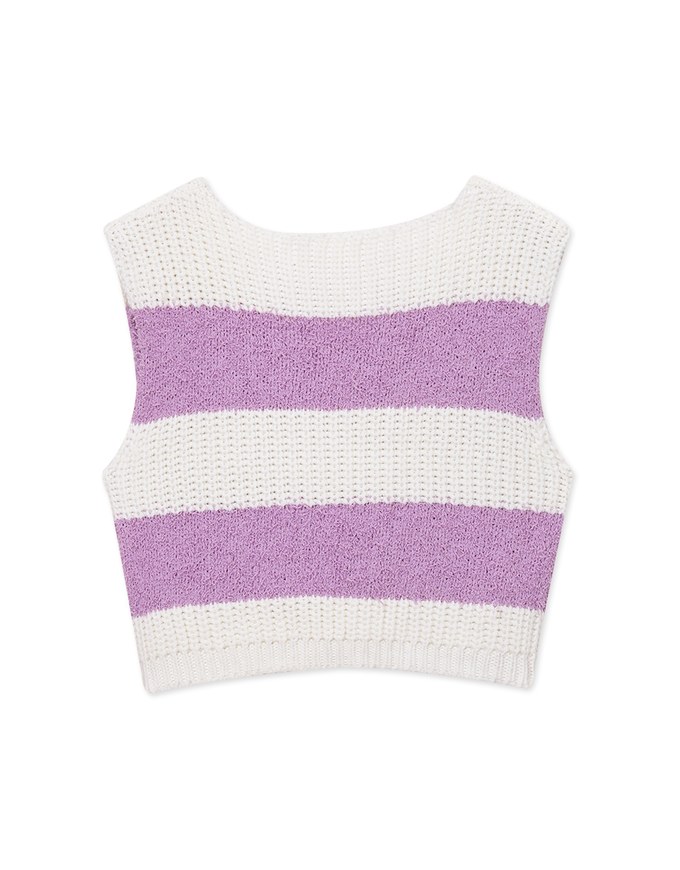 Button Patchwork Knit Vest