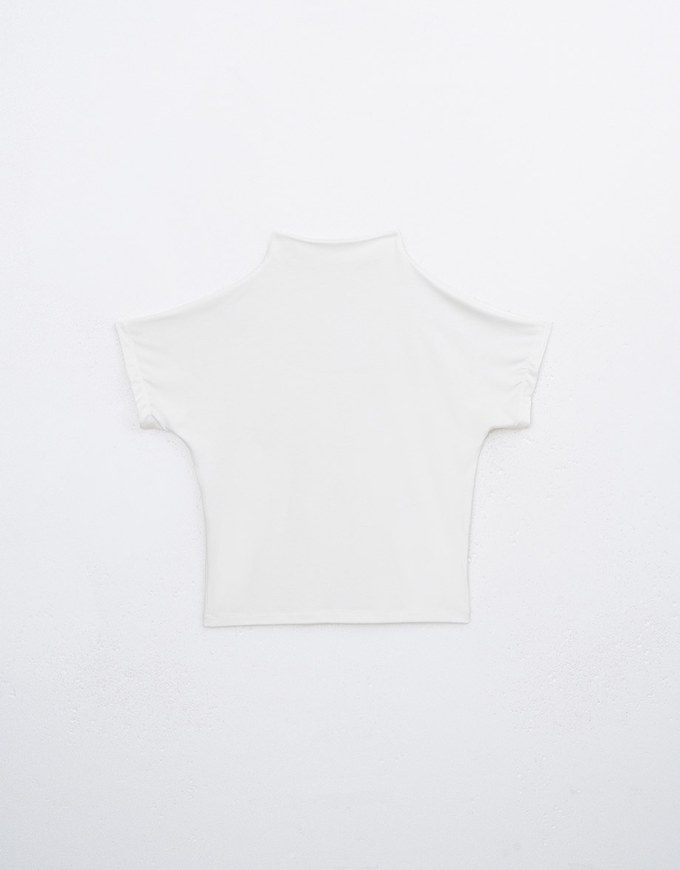 Modal Fabric Half Turtleneck Fitted Short Sleeve Top