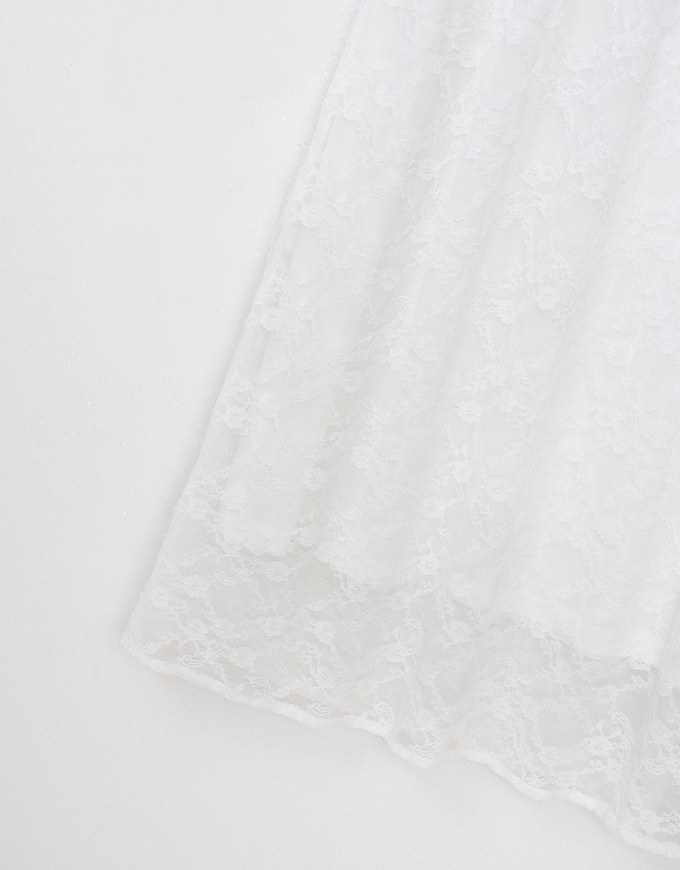Lace Embroidered Maxi Skirt With Elastic Waistline