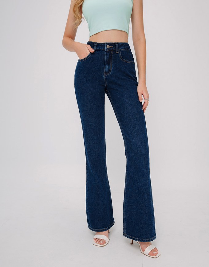 Heart Shape Pocket Jeans Denim Flared Trousers