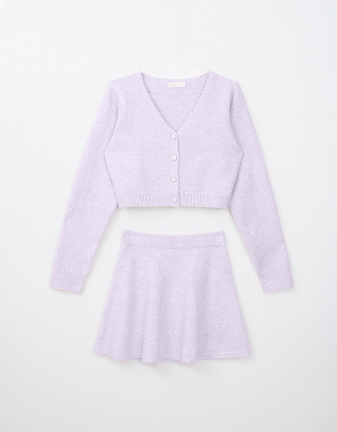 SET WEAR of Knit Cardigan Top and Mini Skirt Set Wear