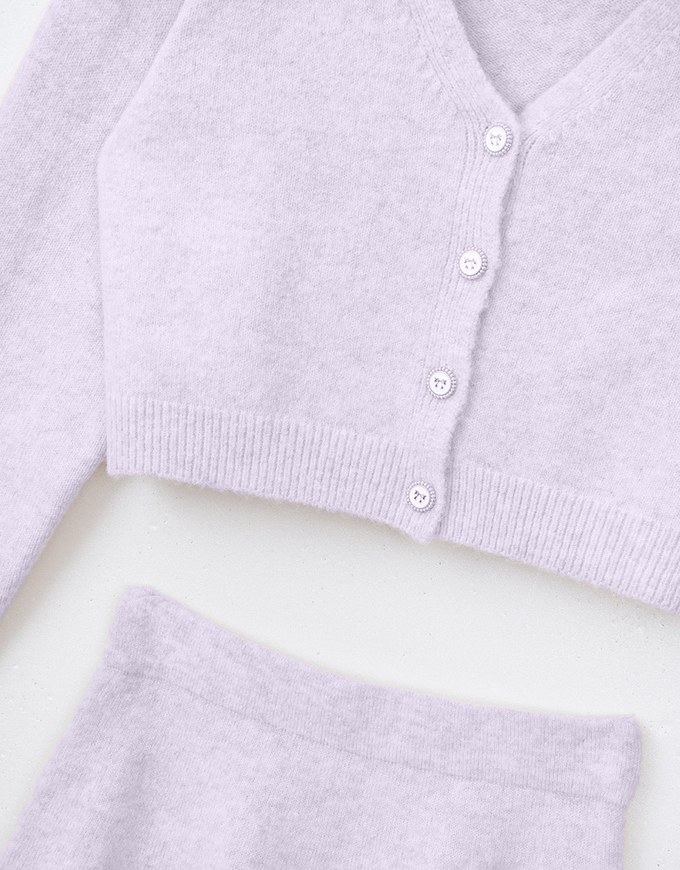 SET WEAR of Knit Cardigan Top and Mini Skirt Set Wear