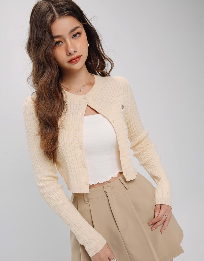 AIR SPACE Monogram Preppy Cardigan KnitTop