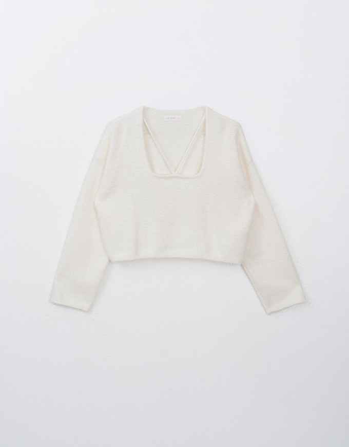 Cut Out Fluffy Knit Top