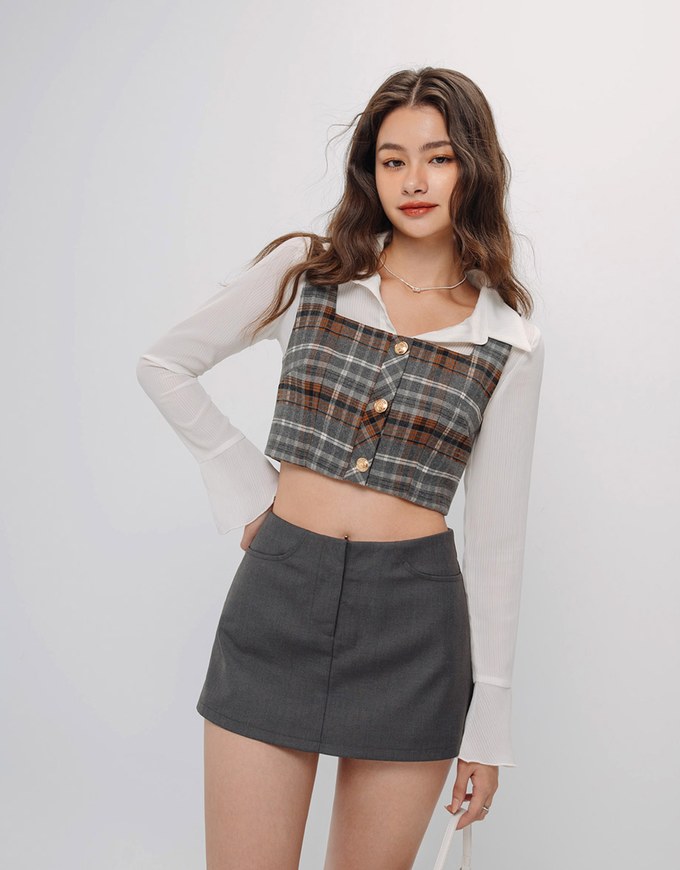 Mini Skorts With Preppy Style Suit Design