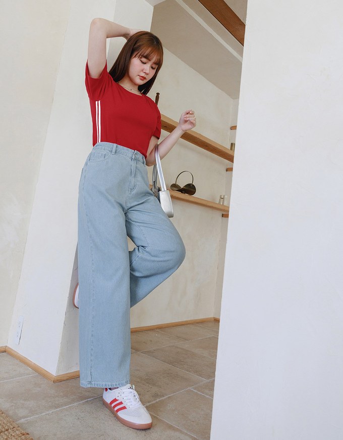 Heart Shape Pocket Jeans Denim Flared Trousers