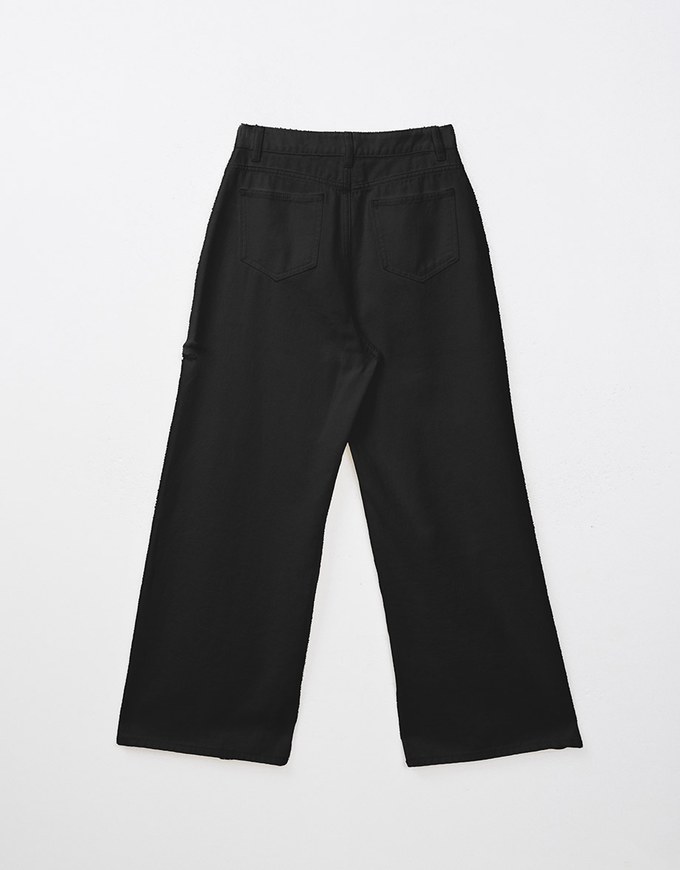 Classic Distressed High Waisted Wide Pants Culottes