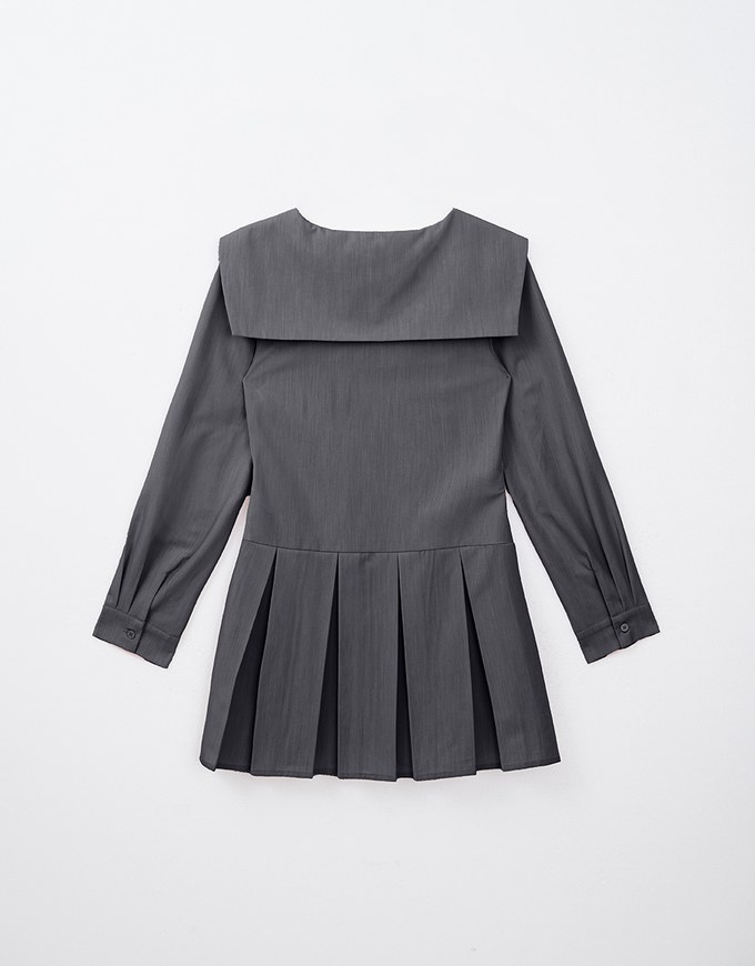 Sailor Collar Pleated Mini Dress