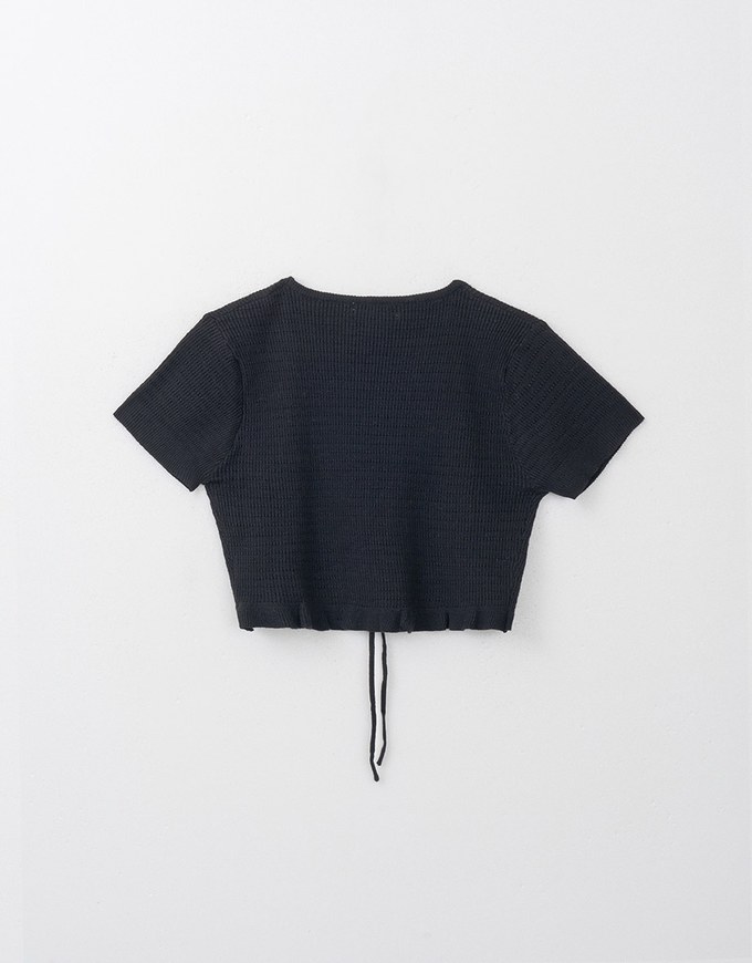 Ribbed Tie Front Cropped Knit Top