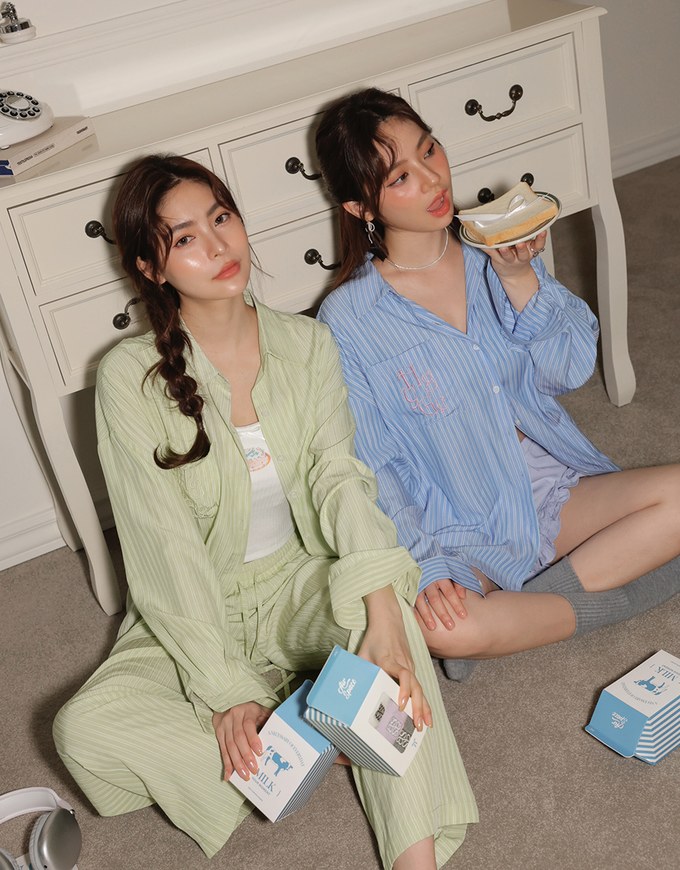 Striped Oversized Long Sleeve Blouse Shirt