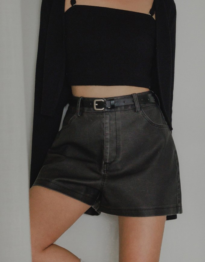 Vintage Distressed Leather Shorts