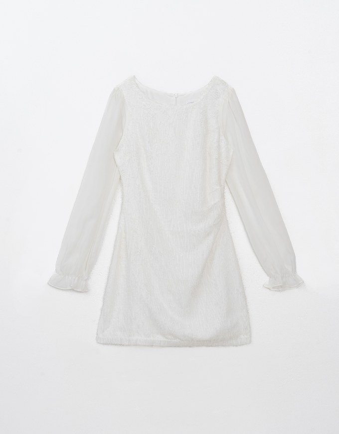 Lightweight Sheer Mini Dress with Feather Texture