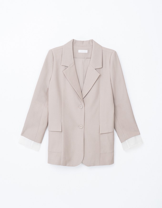 Layered Panel Slit Blazer Jacket (With Shoulder Pads)