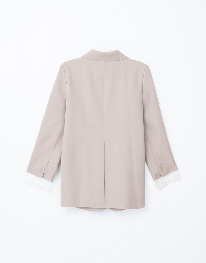 Layered Panel Slit Blazer Jacket (With Shoulder Pads)