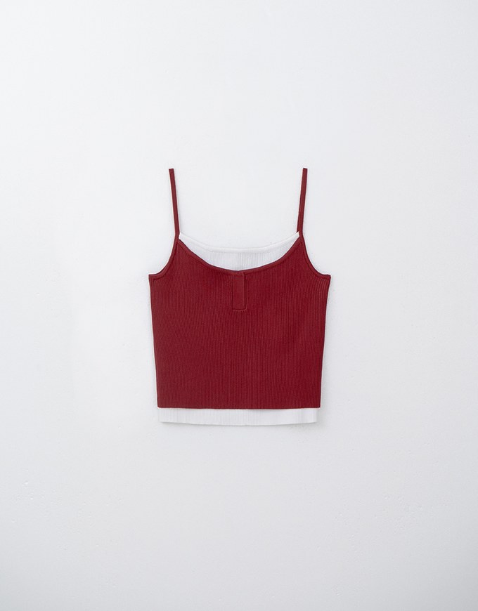 Faux 2 Piece Colour Contrast Cami Knit Top