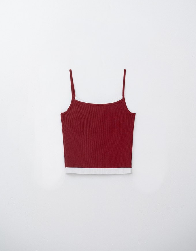 Faux 2 Piece Colour Contrast Cami Knit Top