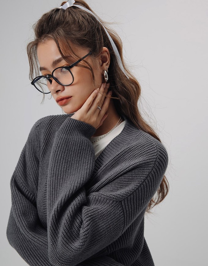 Loose Fit Monotone Preppy Cardigan