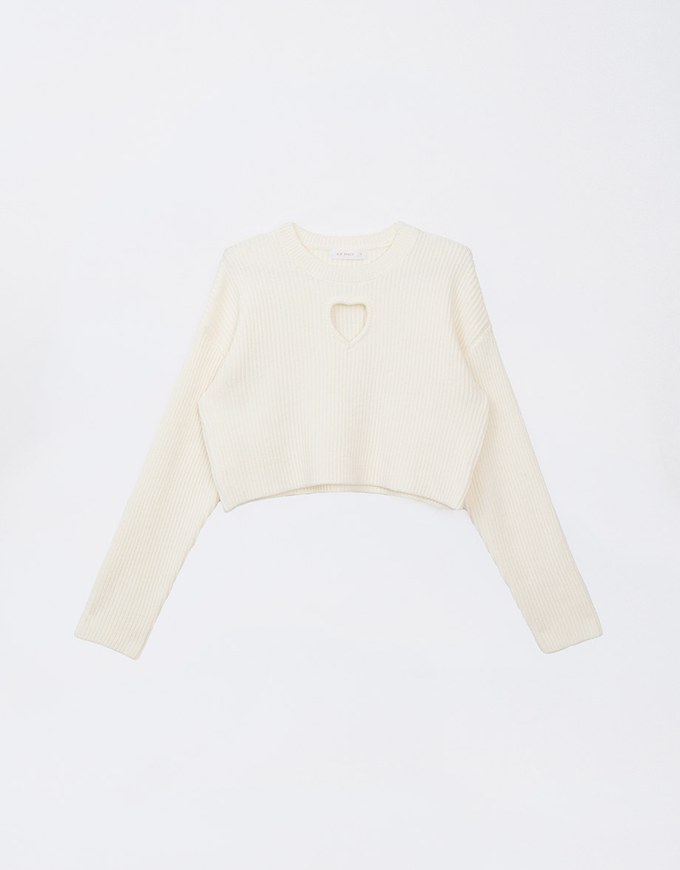 Heart Shape Cut Out Knit Sweater