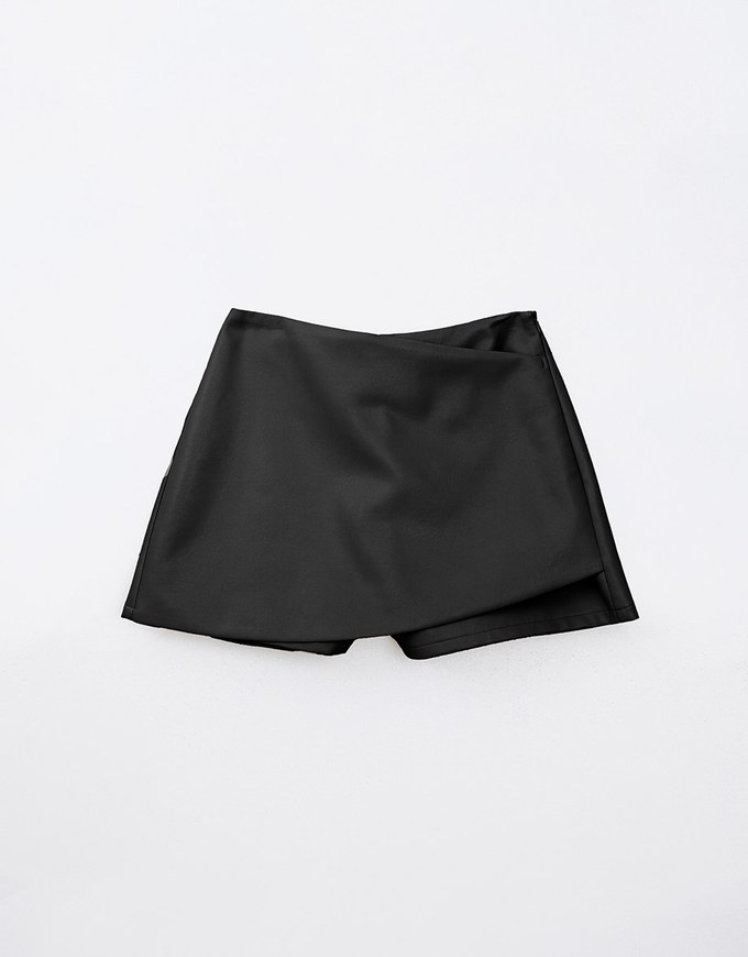 Asymmetric Faux Leather A Line Skort