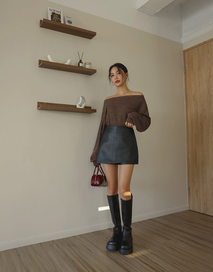 2 Way Oversized Knit Long Sleeve Shirt