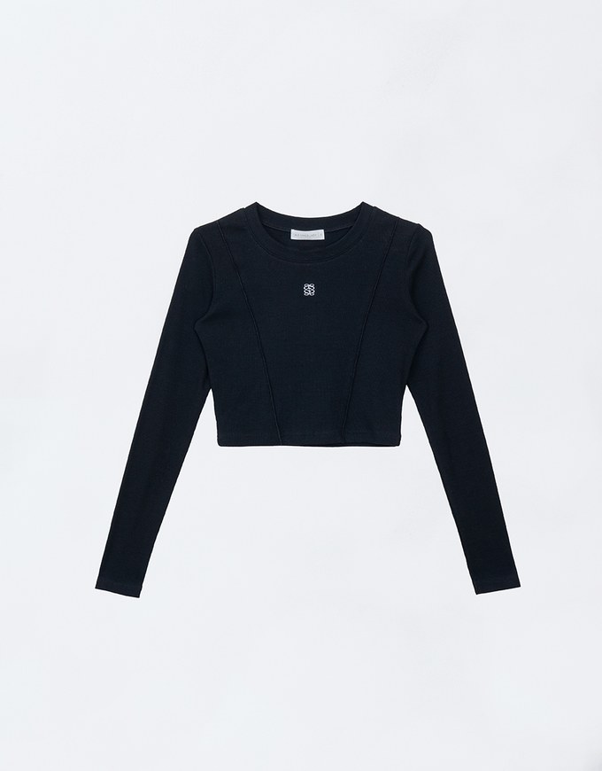 AIR SPACE Logo Long Sleeve Round Neck Stitched Top