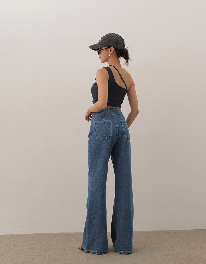 【Den!m LITE】Perfect Waistline High Waist Jeans Lightweight Denim Flare Pants