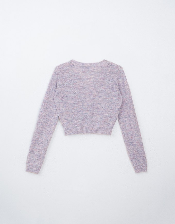 Long Sleeve V Neck Knitted Crop Top