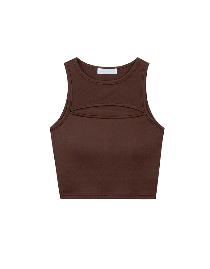 Front Cut Out Ribbed Padded Tank Top