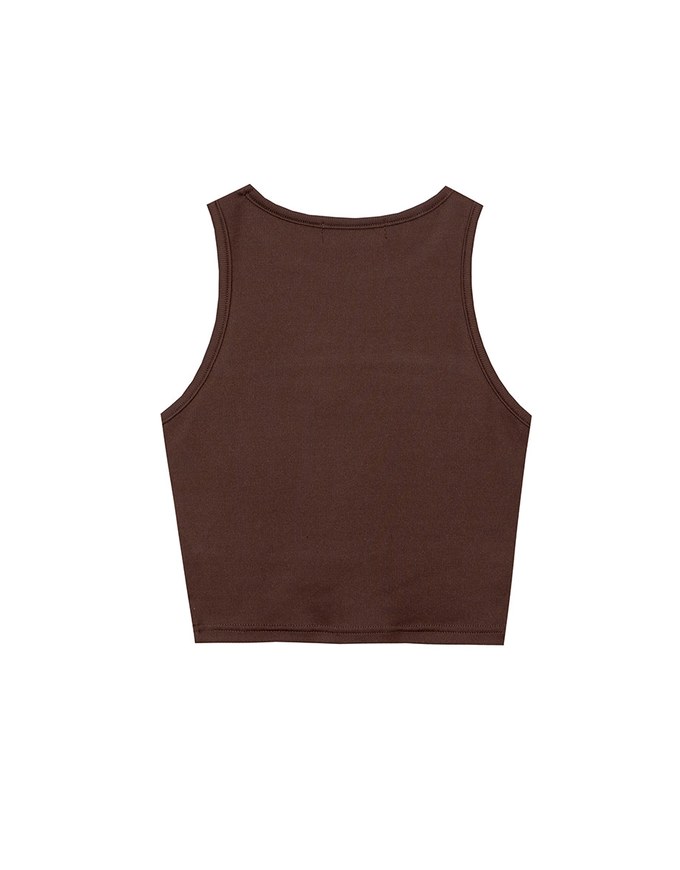 Front Cut Out Ribbed Padded Tank Top