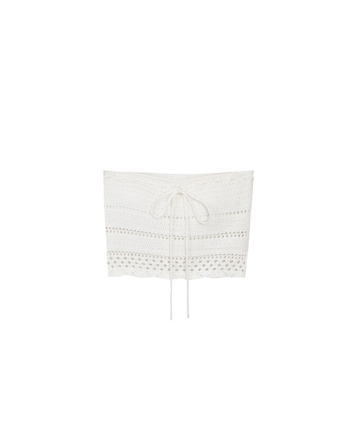 2 Way Convertible Lace Crochet Bandeau Top with Tie Detail