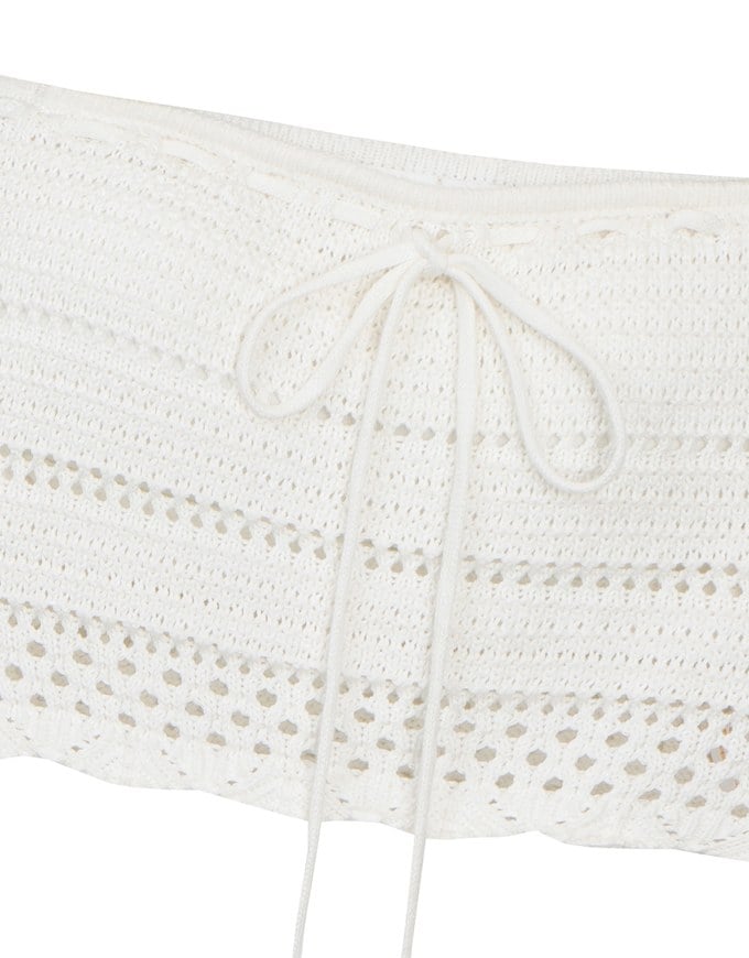2 Way Convertible Lace Crochet Bandeau Top with Tie Detail