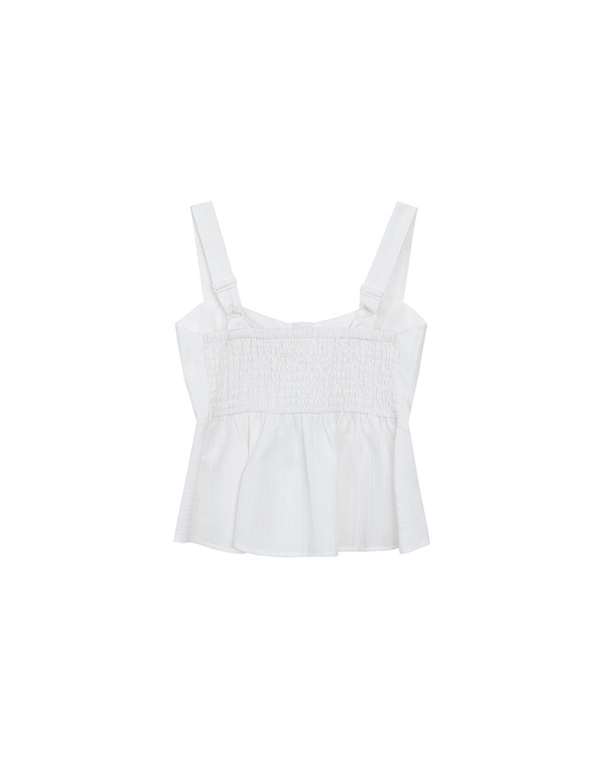 Striped Textured Wide Strap Flowy Crinkled Peplum Top